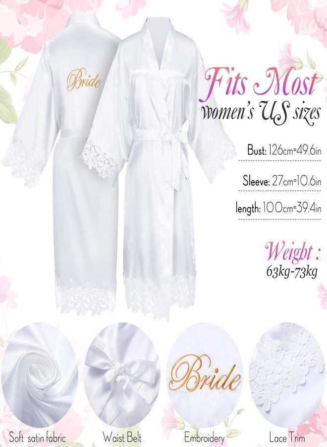 جيديف رداء زفاف جاديف للعروس، مزين بتطريز دانتيل، رداء أبيض من الساتان للنساء ليوم الزفاف، كيمونو بمقاسات كبيرة (XXL) - Image 2